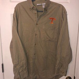 Power T UT Vols Khaki Button Down Shirt